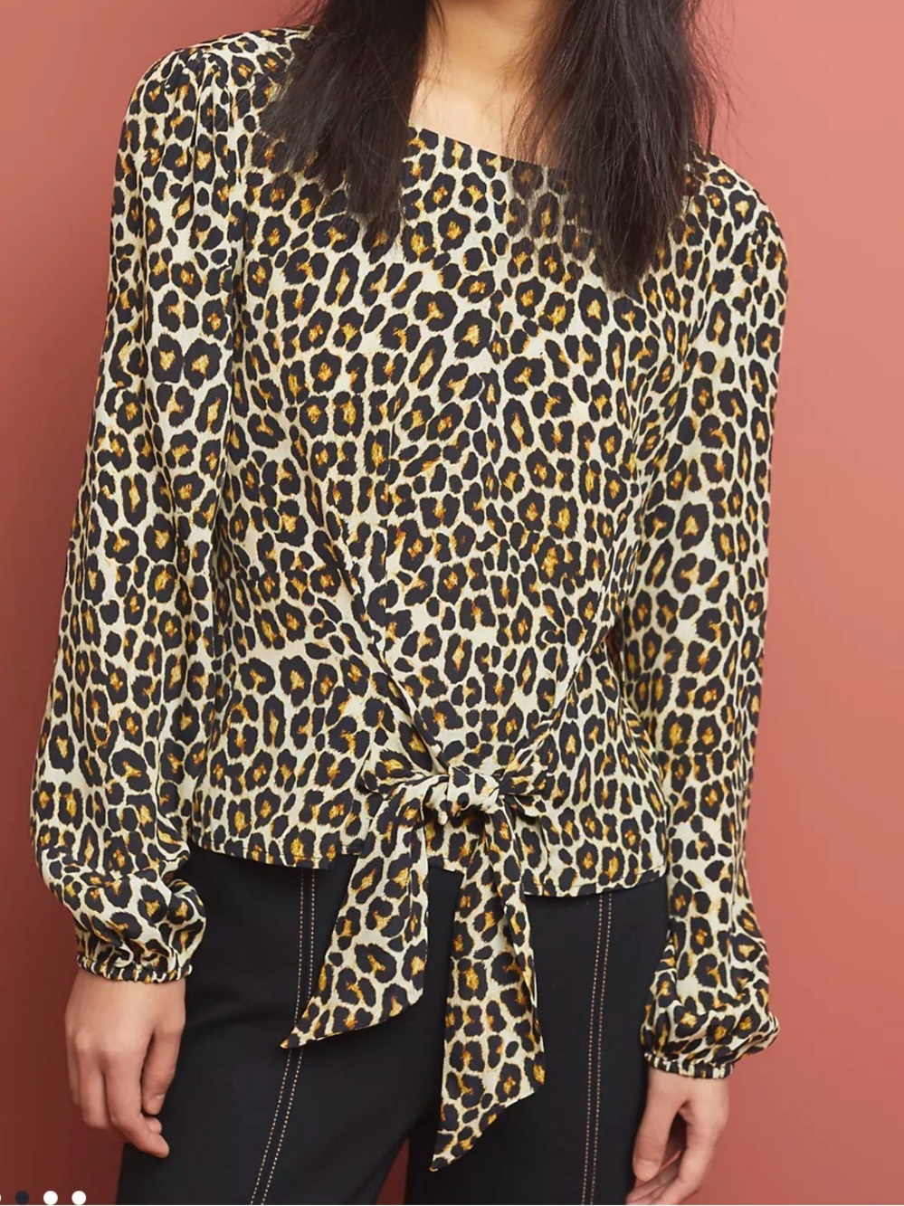 Katchel x Anthropologie silk blend Rosalie leopard blouse top 8